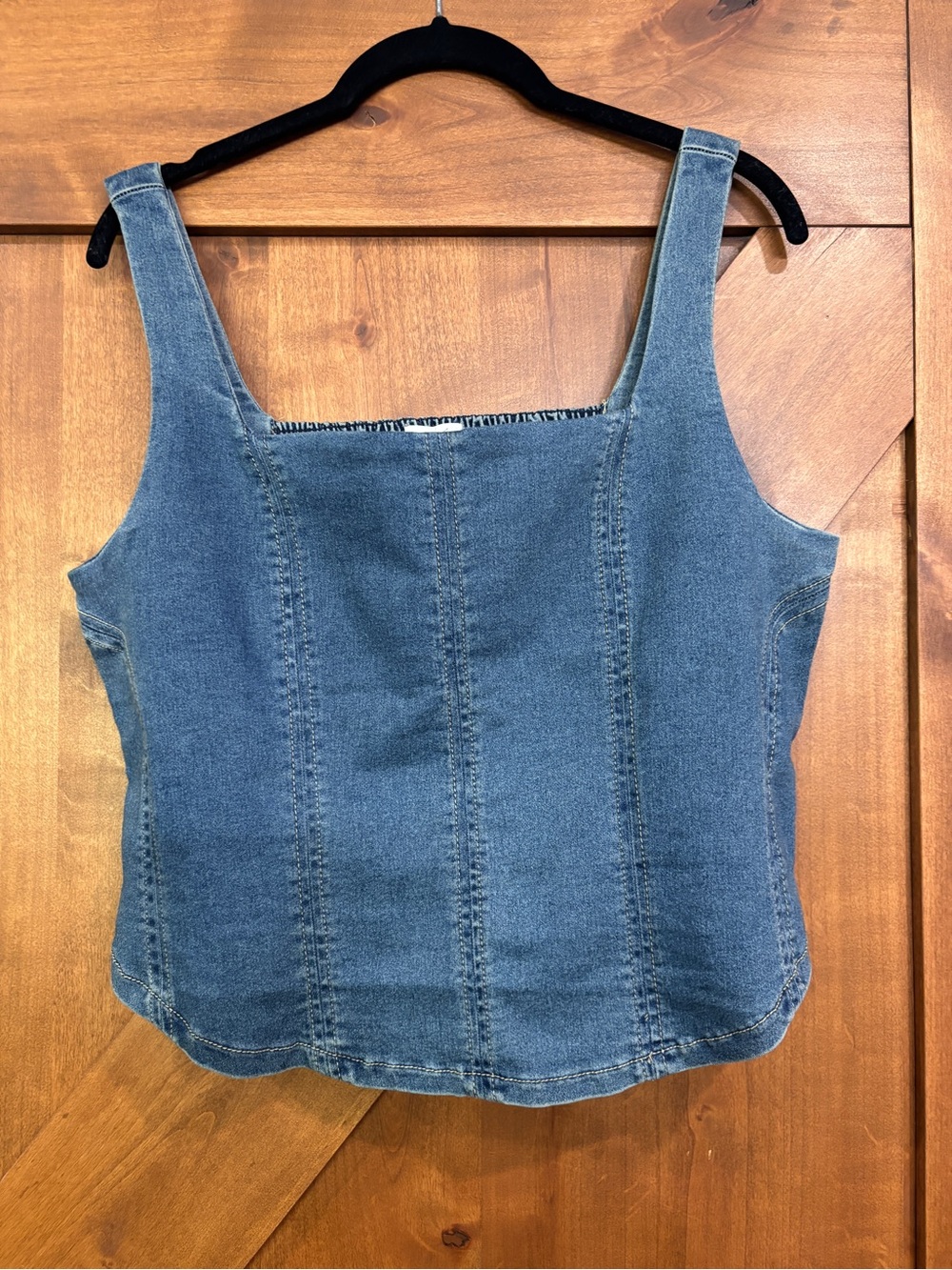 Maurices Indigo Denim Square-Neck Crop Tank